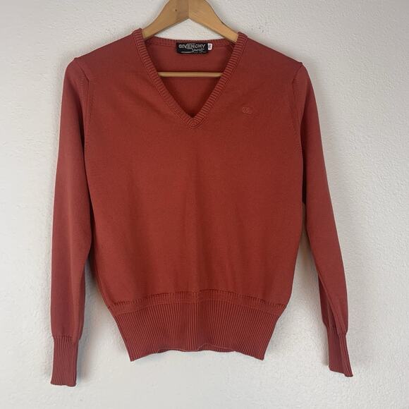 Vintage Givenchy Sport Sweater Womens 36 Orange Preppy Old Money Quiet Luxury - Picture 1 of 8